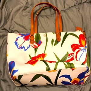 TORY BURCH FLORAL PRINT PATTERN WITH STRAP LIGHT CREAM